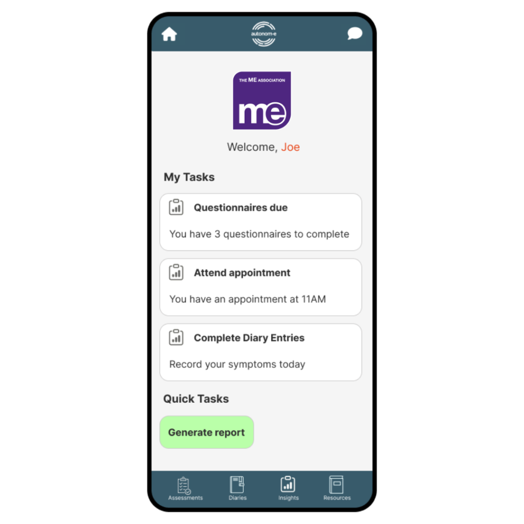 Screenshot of ME Association app
